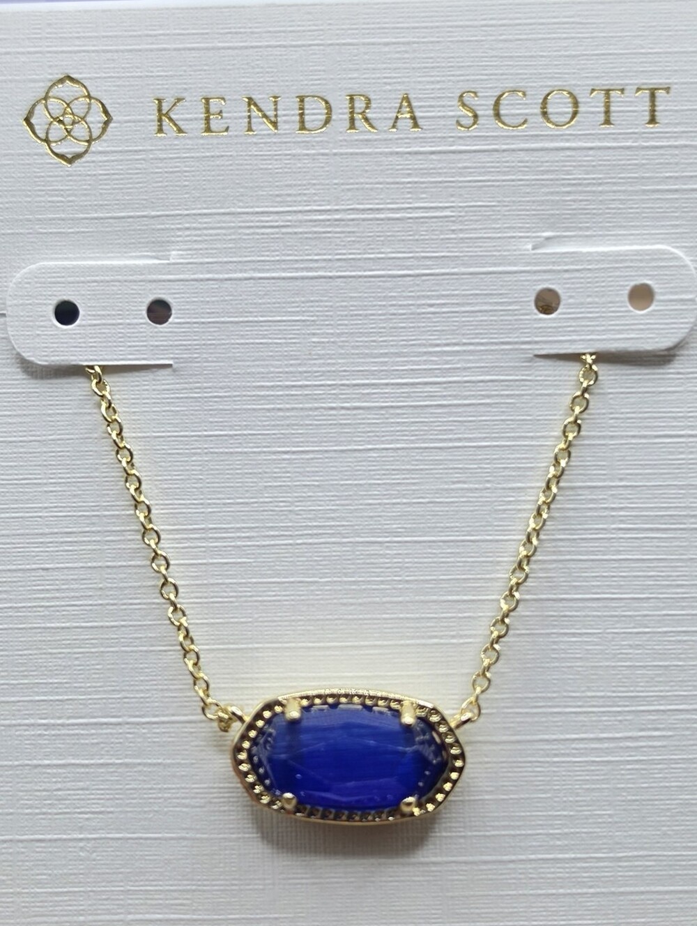 Kendra Scott Elisa Gold Pendant Necklace In Cobalt Cat's Eye